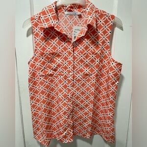 Notations Women's Geometric Orange Blouse
